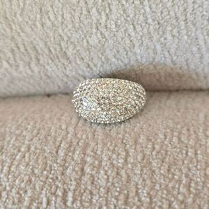 Henri Bendel Sparkly Clear Crystal Cocktail Ring SZ 8